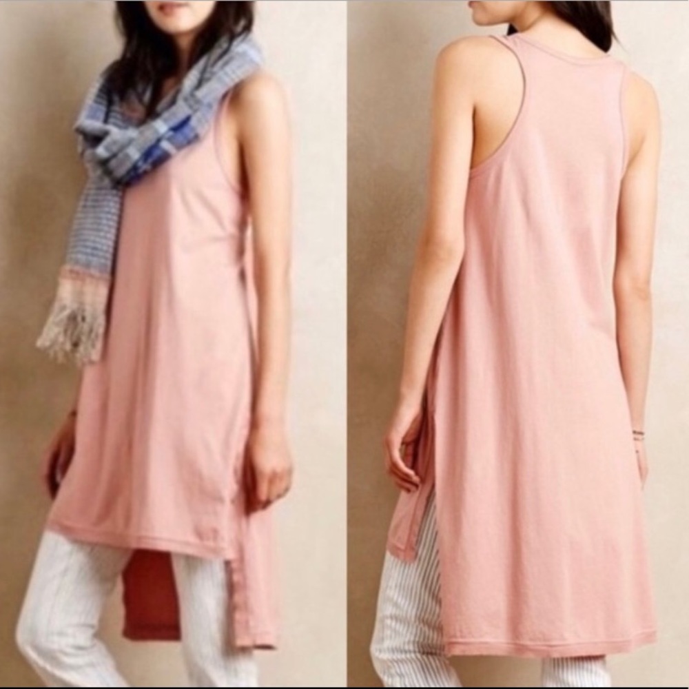 Anthropologie Left Of Center Blush Pink High-Low Tunic Tank Medium Sleeveless